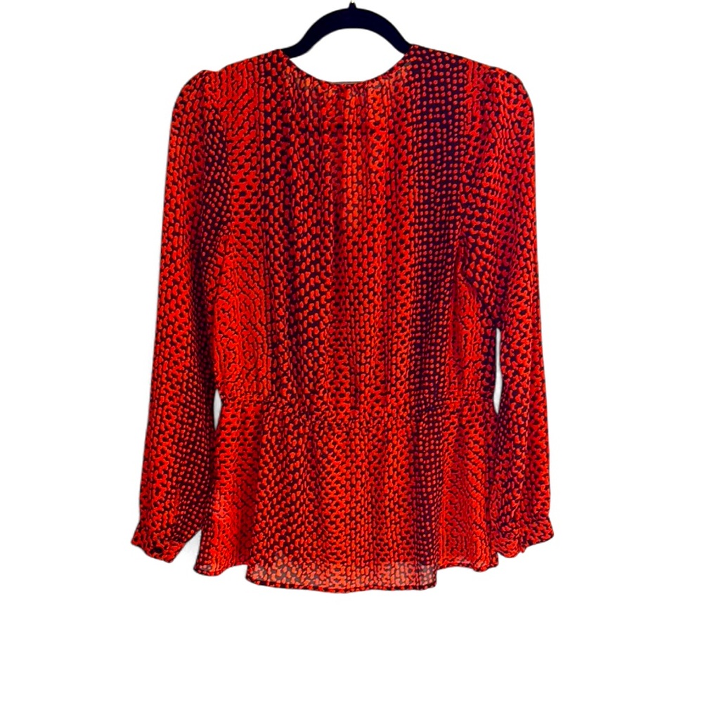 Size M, Michael Kors Orange /brown Blouse - Picture 5 of 7